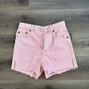 Zara Pink Jean Shorts with Raw Hem